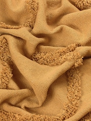 furn. Yellow 100% Cotton Jakarta Woven Tufted Fringed Throw - Image 2 of 2