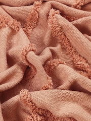 furn. Pink 100% Cotton Jakarta Woven Tufted Fringed Throw - Image 2 of 3