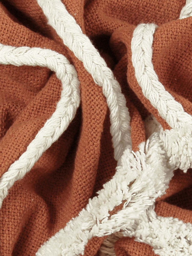furn. Red Rainbow 100% Cotton Tufted Tasselled Throw - Image 2 of 2