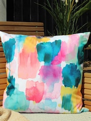 Evans Lichfield Ochre Yellow Watercolour Outdoor Cushion - Image 1 of 4