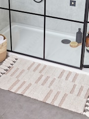 Yard Pecan Brown 100% Cotton Tassel Stitch Anti-Slip Bath Mat - Image 1 of 2