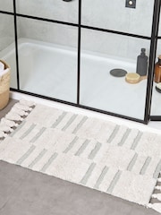 Yard Green 100% Cotton Tassel Stitch Anti-Slip Bath Mat - Image 1 of 2