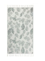 furn. Green 100% Cotton Tropics Hamman Style Tassel Bath Towel - Image 4 of 6