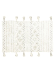 Yard Natural Beige Tassel Diamond Anti-Slip 100% Cotton Bath Mat - Image 1 of 2