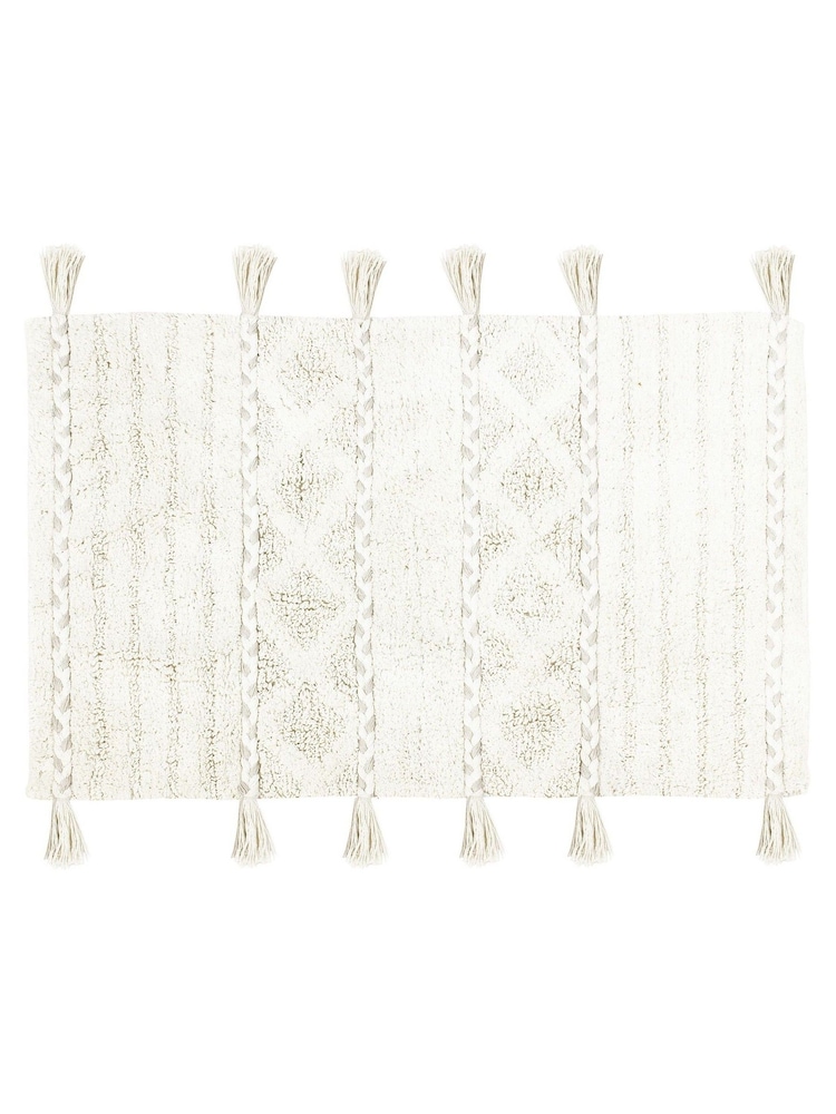 Yard Natural Beige Tassel Diamond Anti-Slip 100% Cotton Bath Mat - Image 1 of 2