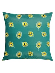 Evans Lichfield Pink Peacock 43x43 Outdoor Polyester Cushion - Image 3 of 5