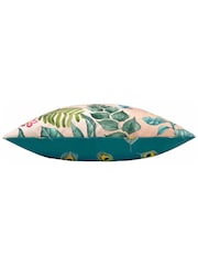 Evans Lichfield Pink Peacock 43x43 Outdoor Polyester Cushion - Image 4 of 5