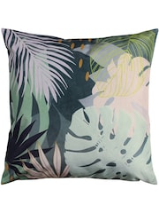 furn. Teal Blue Leafy Outdoor Cushion - Image 1 of 4