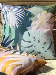 furn. Teal Blue Leafy Outdoor Cushion - Image 3 of 4