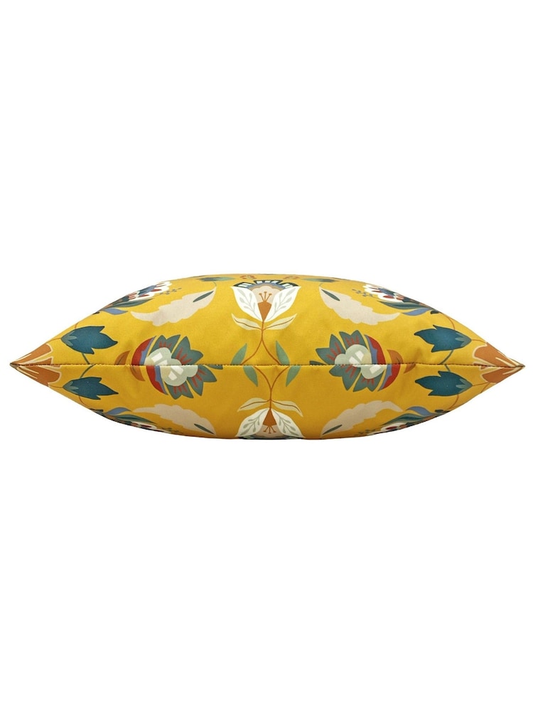 furn. Yellow Folk Flora 43 x 43 Outdoor Polyester Cushion - Image 3 of 5