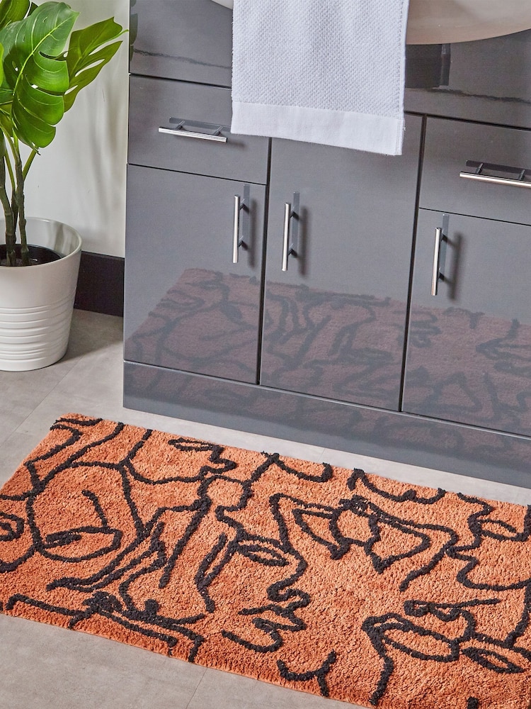 furn. Brown Everybody Abstract 100% Cotton Bath Mat - Image 1 of 3