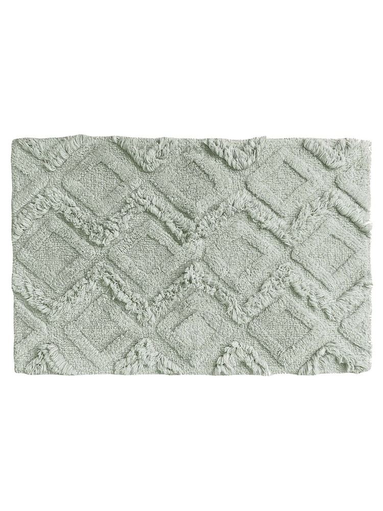 Yard Moonbeam Silver Diamond Tufted 100% Cotton Anti-Slip Bath Mat - Image 2 of 3 Yard Moonbeam Silver Diamond Tufted 100% Cotton Anti-Slip Bath Mat - Image 2 of 3
