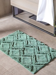 Yard Green Diamond Tufted 100% Cotton Anti-Slip Bath Mat - Image 1 of 3