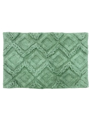 Yard Green Diamond Tufted 100% Cotton Anti-Slip Bath Mat - Image 2 of 3