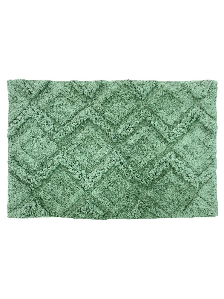 Yard Green Diamond Tufted 100% Cotton Anti-Slip Bath Mat - Image 2 of 3