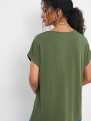 JD Williams Green Feather Foil Print Top - Image 2 of 4