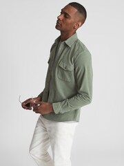 Reiss Mint Cialini Twill Cord Twin Pocket Overshirt - Image 2 of 6