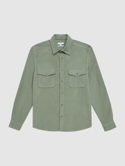 Reiss Mint Cialini Twill Cord Twin Pocket Overshirt - Image 3 of 6