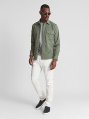 Reiss Mint Cialini Twill Cord Twin Pocket Overshirt - Image 4 of 6