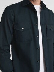 Reiss Navy James Twill Jersey Overshirt - Image 1 of 5