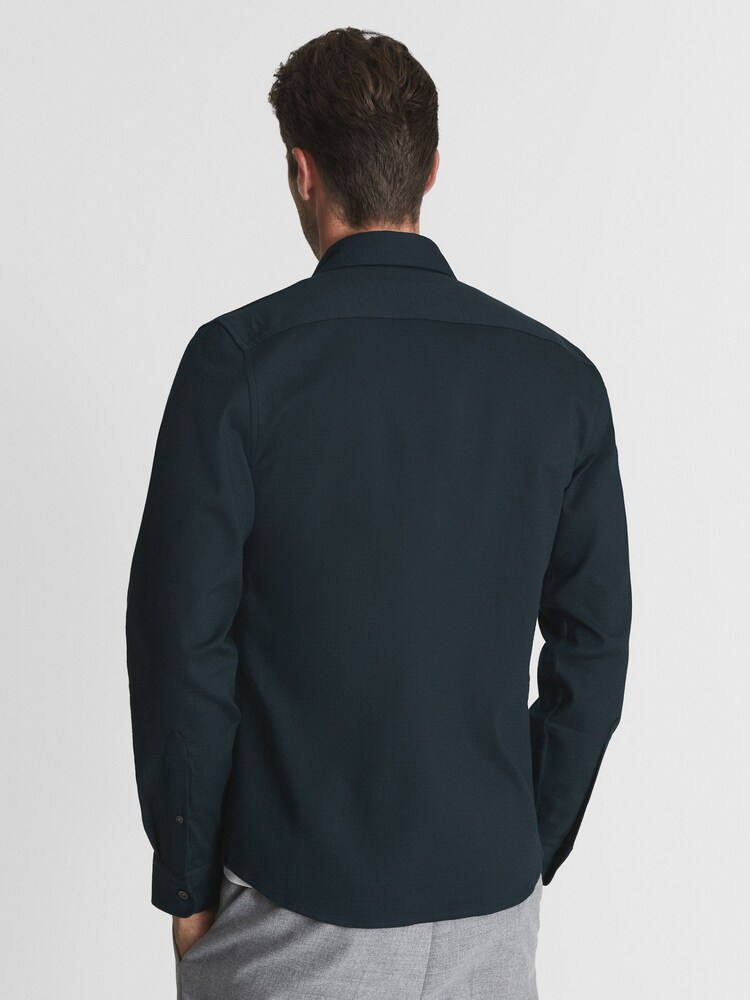 Reiss Navy James Twill Jersey Overshirt - Image 5 of 5