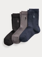 Polo Ralph Lauren deška modrina 100% Bombaž izredno lepo logotip nogavice 3 komplet - Slika 1 iz 7