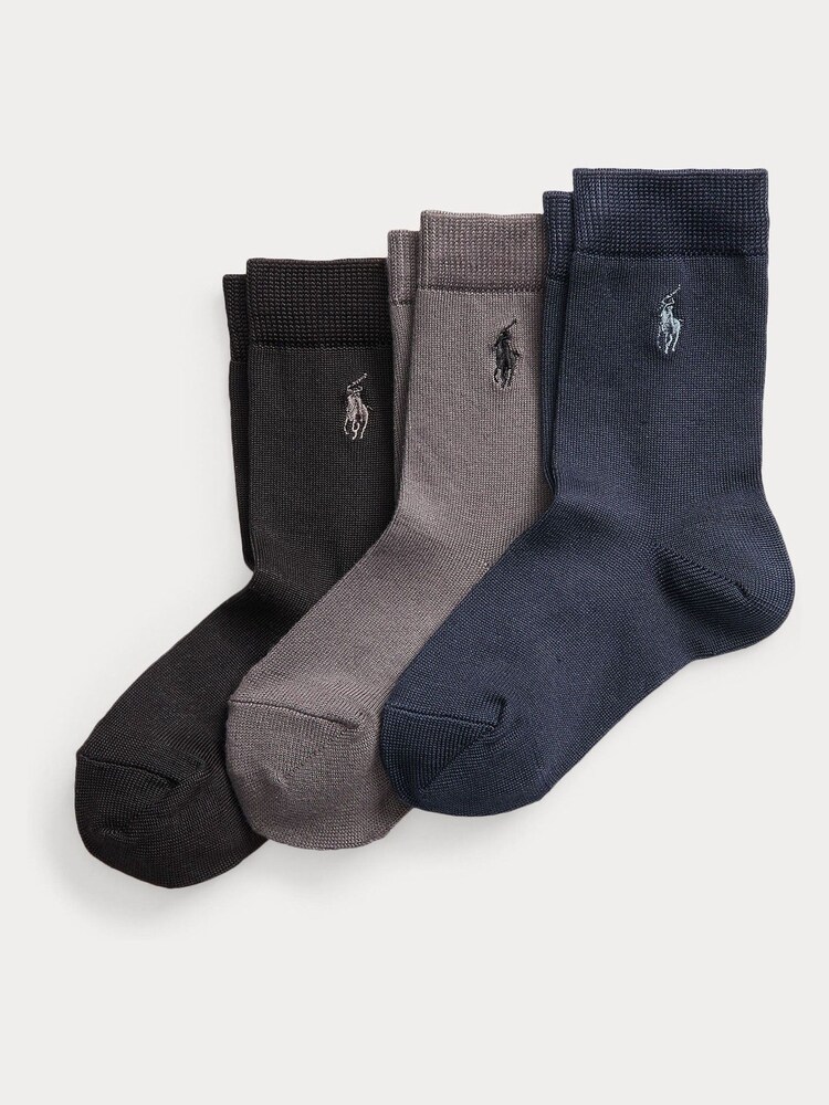 Polo Ralph Lauren deška modrina 100% Bombaž izredno lepo logotip nogavice 3 komplet - Slika 1 iz 7