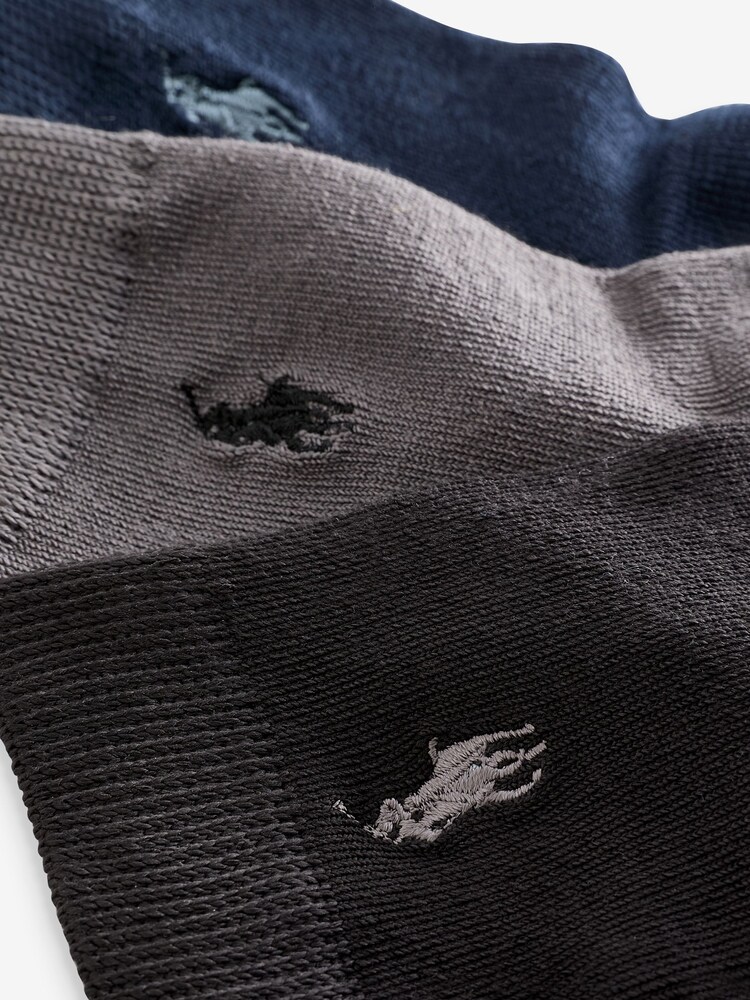 Polo Ralph Lauren Boys Blue 100% Cotton Super Soft Logo Socks 3 Pack - Image 6 of 7