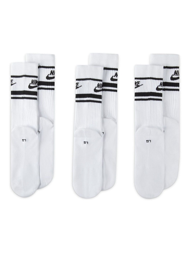 Nike White Sportswear Everyday Essential White Crew Socks 3 Pack - Image 3 of 4