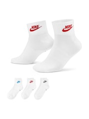 Vit/Röd - Nike Everyday Essential Ankel 100% bomull Strumpor 3 Paket - Bild 1 av 4