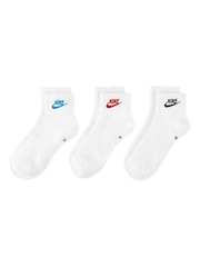 Vit/Röd - Nike Everyday Essential Ankel 100% bomull Strumpor 3 Paket - Bild 2 av 4