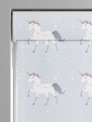 Blue Grey Magical Unicorn Made To Measure Roman 100% Cotton Blind - Image 3 of 6