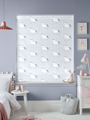 Blue Grey Magical Unicorn Made To Measure Roman 100% Cotton Blind - Image 5 of 6