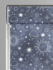 Ink Blue Kids Space And Moon Made To Measure Roman 100% Cotton Blinds - Image 3 of 6