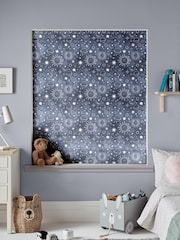 Ink Blue Kids Space And Moon Made To Measure Roman 100% Cotton Blinds - Image 5 of 6