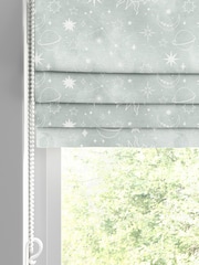 Sage Green Kids Space And Moon Made To Measure Roman 100% Cotton Blind - Image 2 of 6