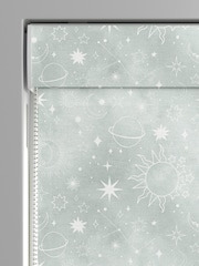 Sage Green Kids Space And Moon Made To Measure Roman 100% Cotton Blind - Image 3 of 6