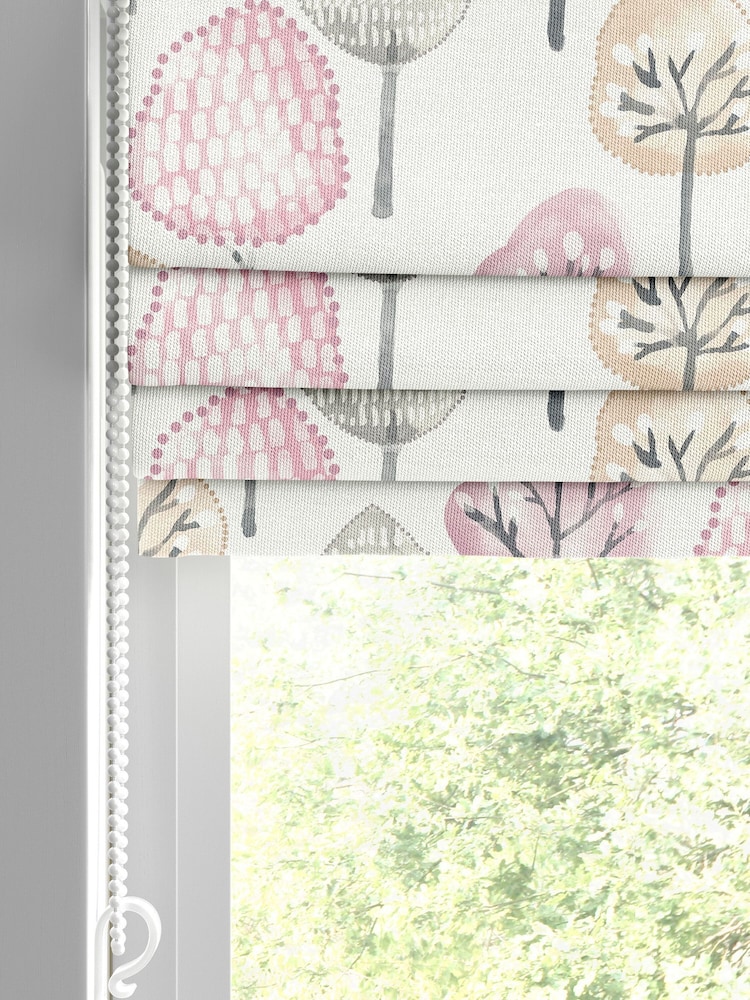 Blush Pink Trees Made To Measure Roman 100% Cotton Blind - Image 2 of 6
