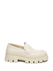 Steve Madden Cream Faylin Loafers - Image 1 of 5