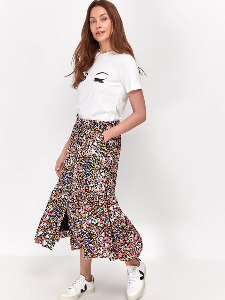Sonder Studio Red Meadow Print Midi Skirt - Image 1 of 5
