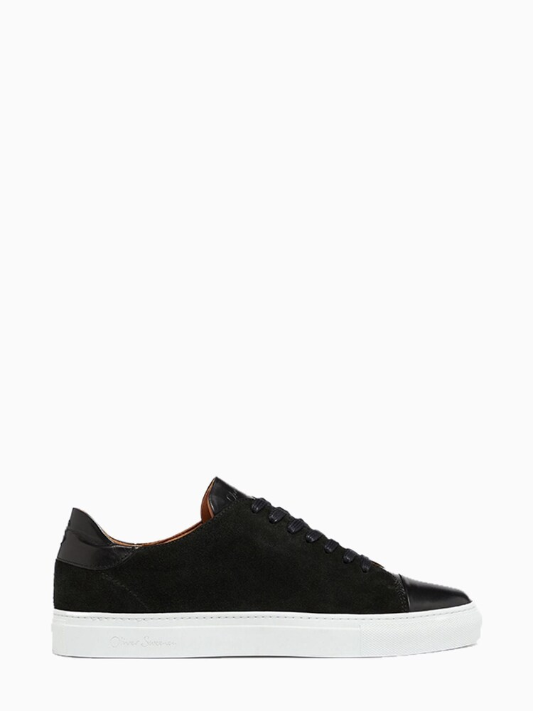 Oliver Sweeney Ossos Black Calf Leather/Suede Cupsole Trainers - Image 1 of 5