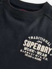 Superdry Charcoal Grey Long Sleeve Workwear Printed T-Shirt - Image 10 of 11
