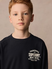 Superdry Charcoal Grey Long Sleeve Workwear Printed T-Shirt - Image 4 of 11