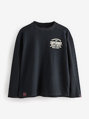 Superdry Charcoal Grey Long Sleeve Workwear Printed T-Shirt - Image 7 of 11