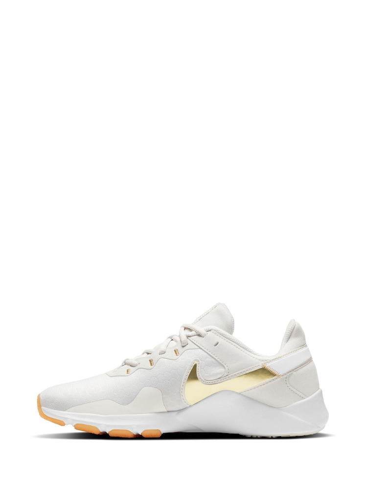 Nike White/Gold Legend Essential 2 Trainers - Image 2 of 10