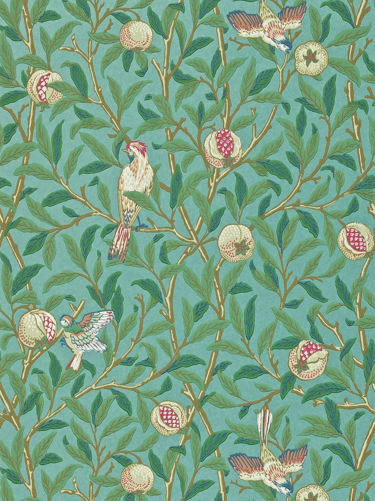 Morris & Co. Green Bird Pomegranate Wallpaper - Image 1 of 1