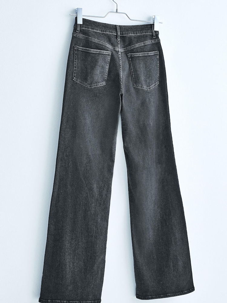 Own. Washed Black High Waist Wide Leg Jeans - Image 2 of 6