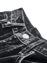 Black Velvet High Waist Wide Leg Jeans - Image 10 of 12