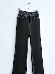 Black Velvet High Waist Wide Leg Jeans - Image 5 of 12