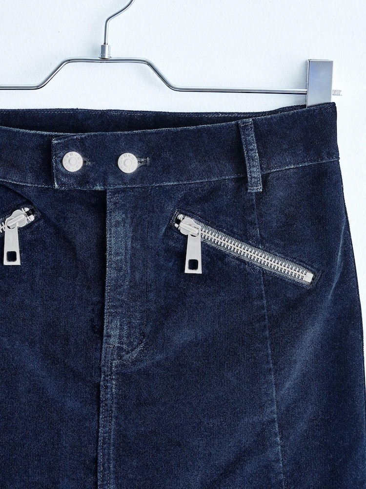Blue Velvet Mini Biker Skirt - Image 12 of 12